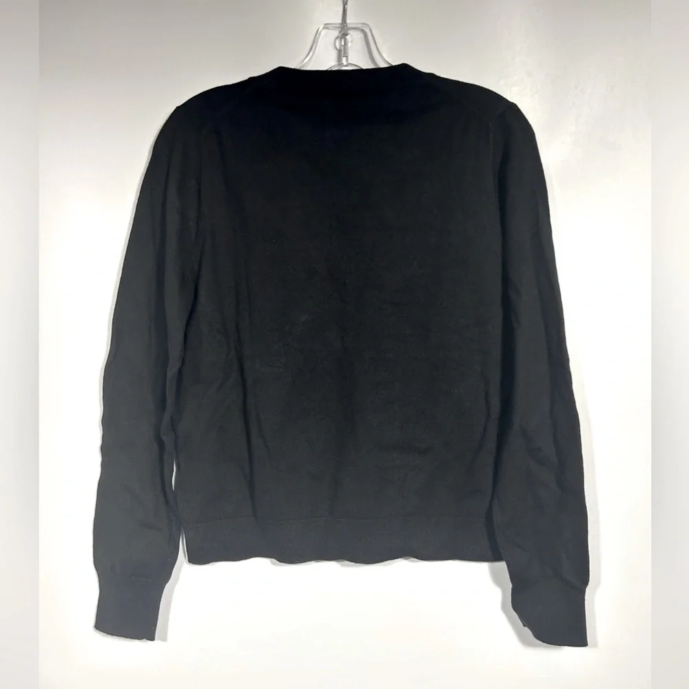 NEW J.Crew Factory Cotton-blend V-neck sweater Size Medium Black